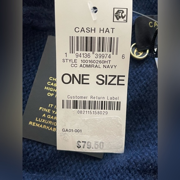 Charter Club Cashmere Cuffed Beanie Hat Women's One Size Navy 100% CASHMERE - Picture 10 of 11